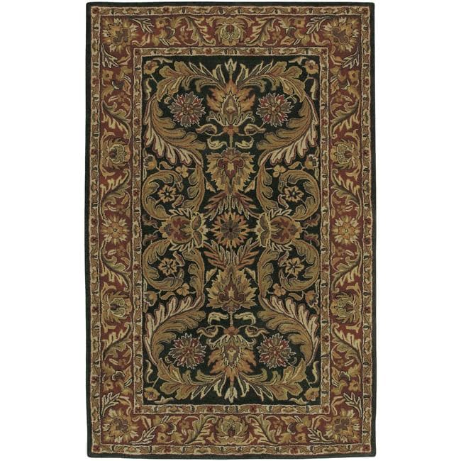 Hand tufted Grandeur Black Indoor Wool Rug (5 X 8)