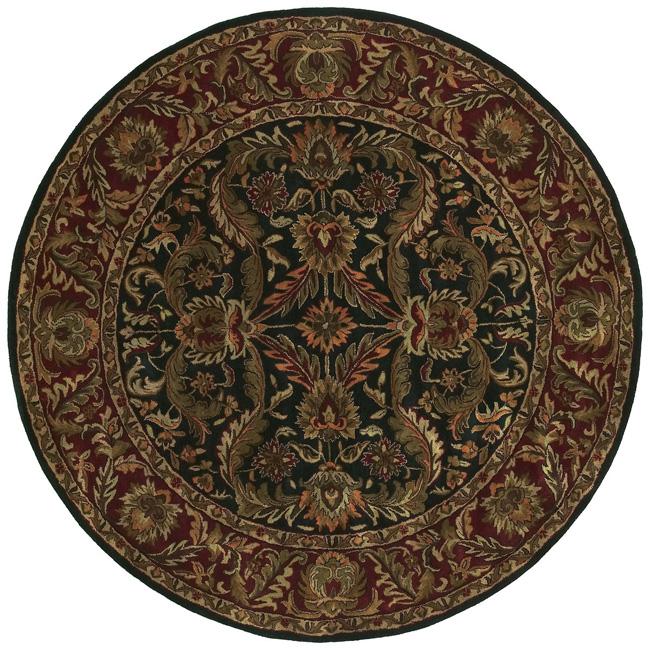 Hand tufted Traditional Grandeur Black Wool Rug (8 Round)