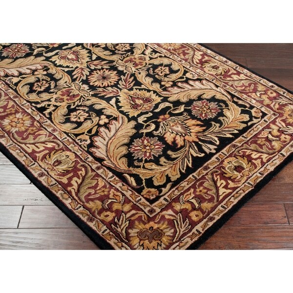 Hand Tufted Traditional Grandeur Black Wool Area Rug 8 X Hand Tufted Traditional Grandeur Black Wool Area Rug