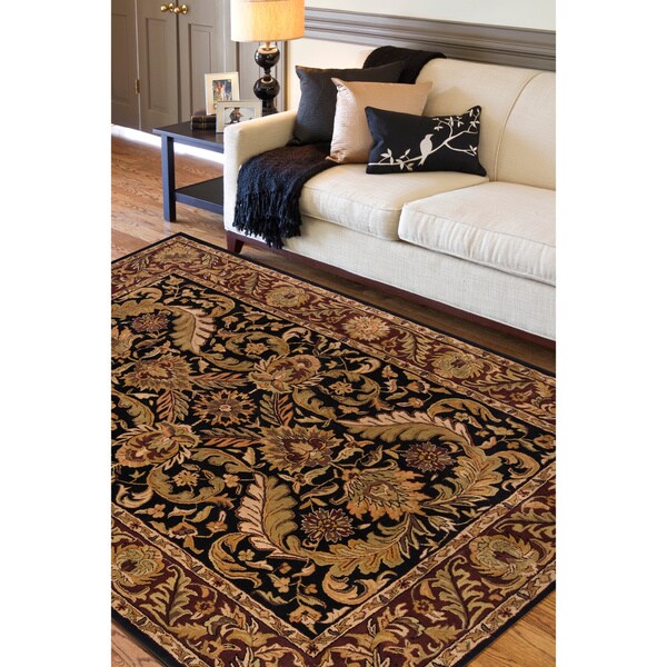 Hand-tufted Grandeur Black Wool Area Rug (9' x 13')