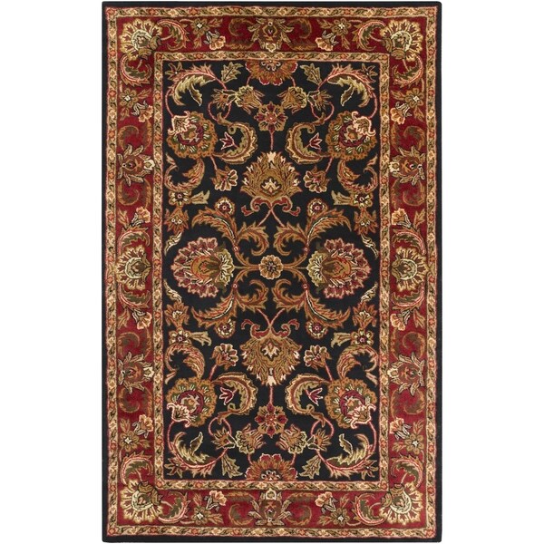 Hand-tufted Grandeur Black Wool Area Rug - 5' x 8'
