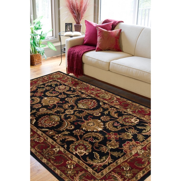 Hand-tufted Grandeur Black Wool Area Rug (5' x 8')