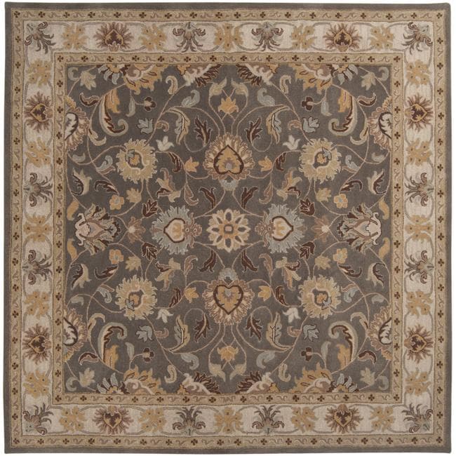 Hand tufted Coliseum Gray Traditional Border Wool Rug (4 Square)