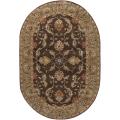 Hand-tufted Traditional Coliseum Chocolate Floral Border Wool Area Rug (6' x 9' Oval)