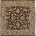 Hand-tufted Traditional Coliseum Chocolate Floral Border Wool Area Rug (9'9 Square)
