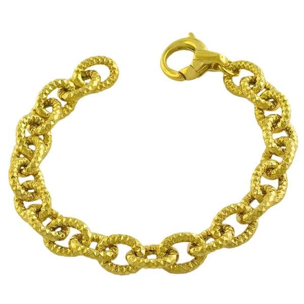Goldkist 18k Yellow Gold over Silver Hammered Oval Link Bracelet. Opens flyout.