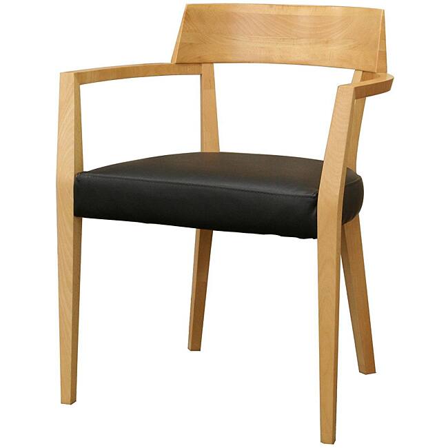 Laine Modern Light Wood Black Seat Dining Chairs (Set of 2)