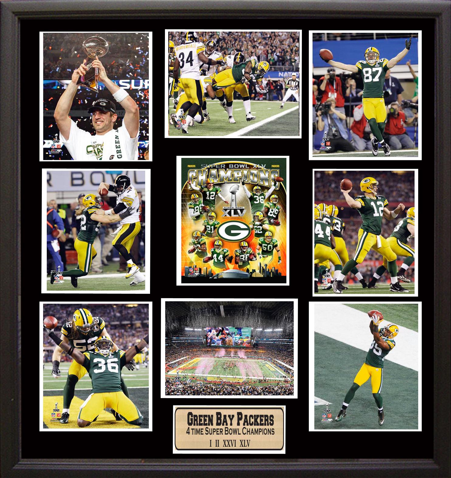 Super Bowl XLV Champion Green Bay Packers 9 photo Plaque  