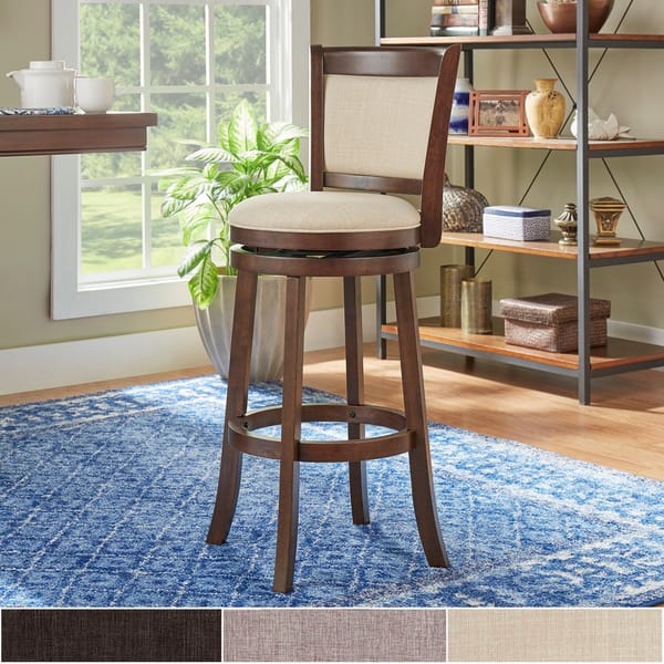 Shop Verona Panel Back Linen Swivel 29 Inch High Back Bar Stool By