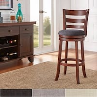 Verona Linen Ladder-back Swivel 29-inch High Back Bar Stool by iNSPIRE Q Classic