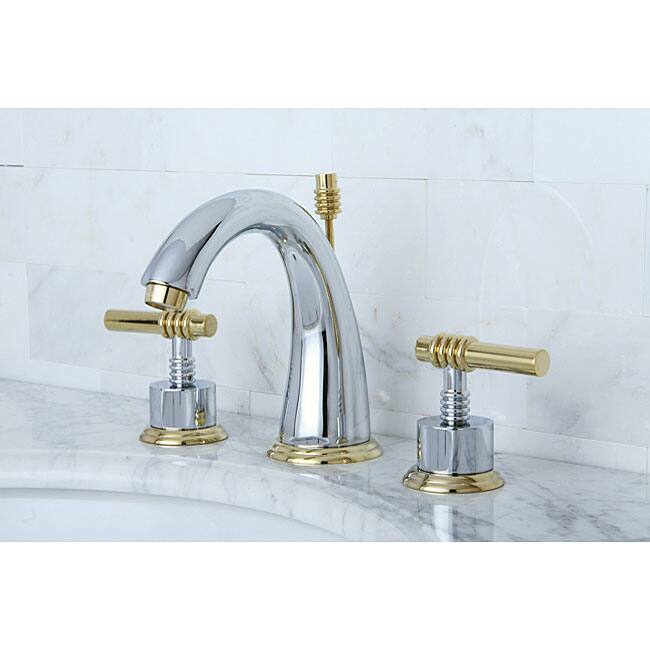 Kingston Brass Milano Widespread Chrome/ Polished Brass Bathroom Faucet