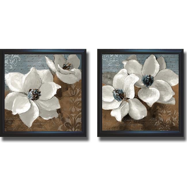 Lanie Loreth 'White Magnolias I and II' Framed 2-piece Canvas Art Set ...