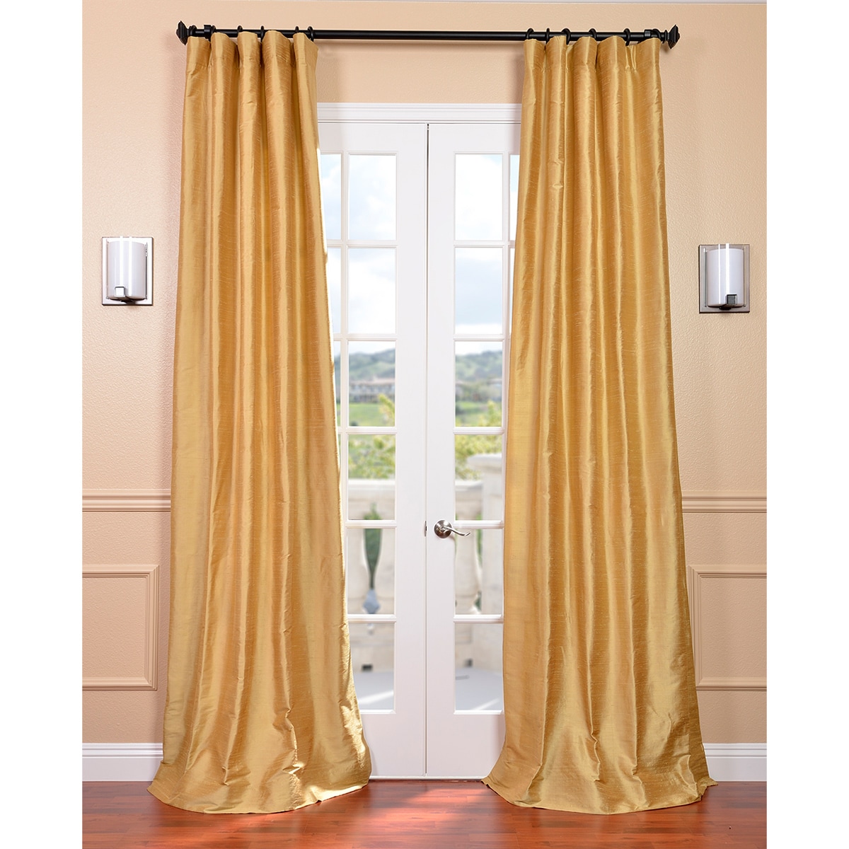 Signature Sunrise Gold Textured Silk Curtain Panel