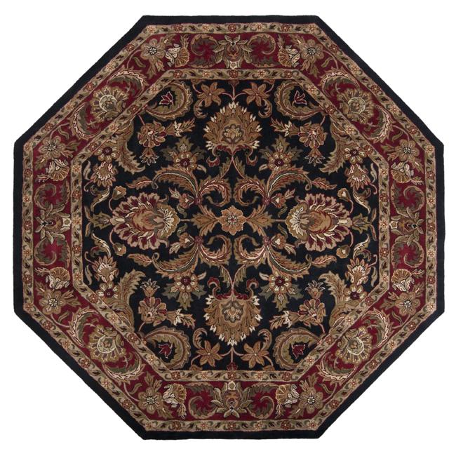 Hand-tufted Grandeur Black Wool Rug (8' Octagon)