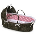 Espresso Hooded Moses Basket in Pink Polka Dot