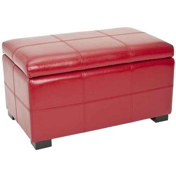 Safavieh Madison Red Bicast Leather Indoor Storage Bench - Prices 