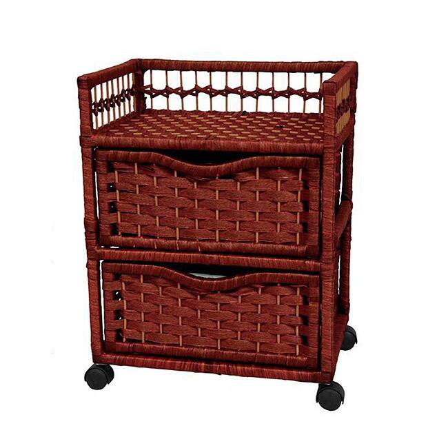 Handmade Natural Fiber Wheeled 2-drawer Chest of Drawers - 17.25"W x 12.50"D x 22.00"H