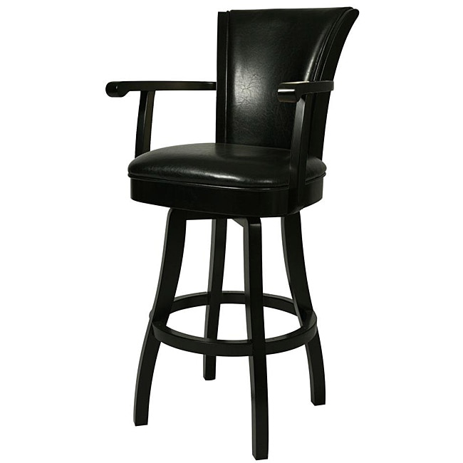 Glenwood 26 inch Feher Black Wood Swivel Bar Stool