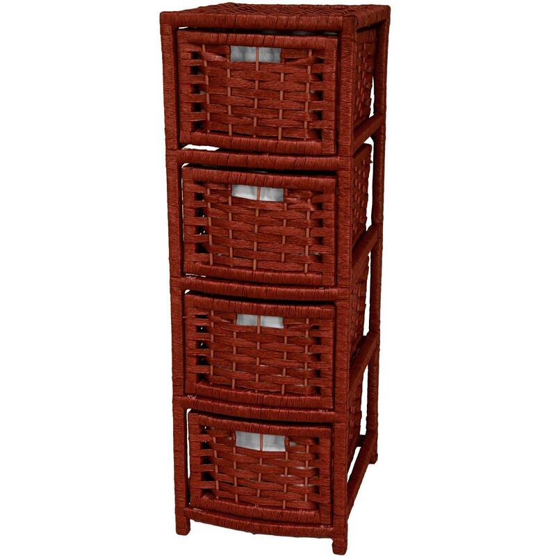 Handmade Natural Fiber 4-drawer Occasional Chest (China) - Black