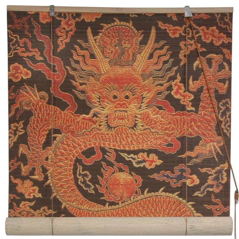 Handmade Bamboo 24-inch Dragon Design Window Blinds (China)
