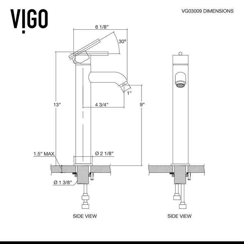 VIGO Golden 17"L x 17"W Glass Vessel Sink and Seville 13"H Faucet Set