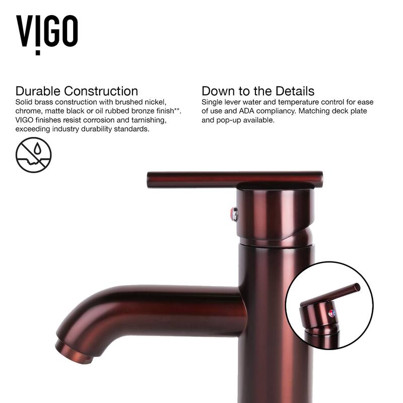 VIGO Golden 17"L x 17"W Glass Vessel Sink and Seville 13"H Faucet Set