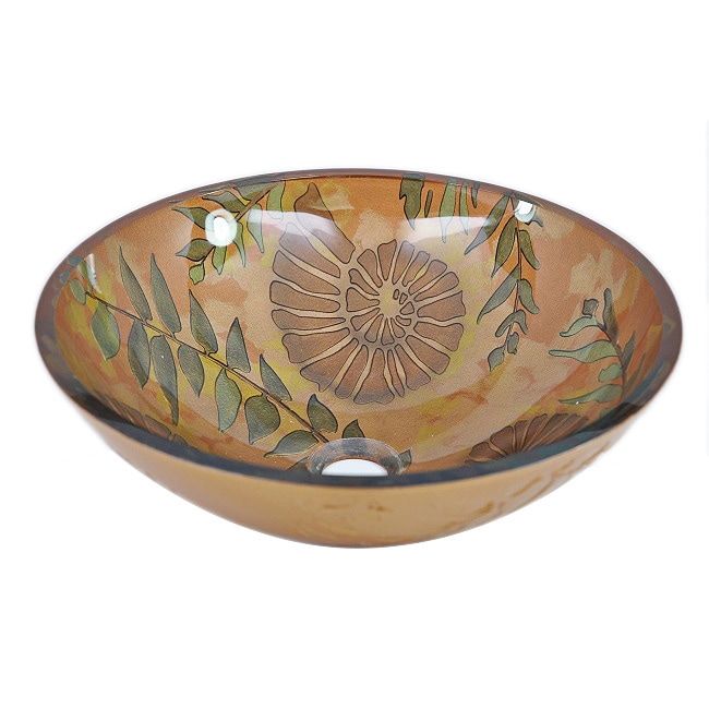 Fossil Grove Modern Tempered Glass Vessel Bathroom Sink