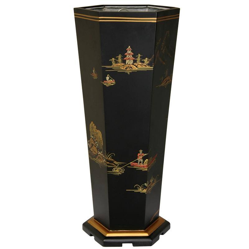 Handmade Black Landscape Umbrella Stand (China)
