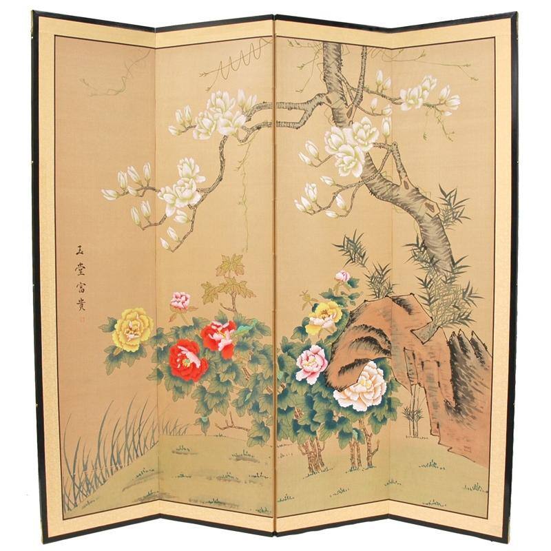 Handmade Wood and Silk 3-foot Harmony in Nature Room Divider (China)