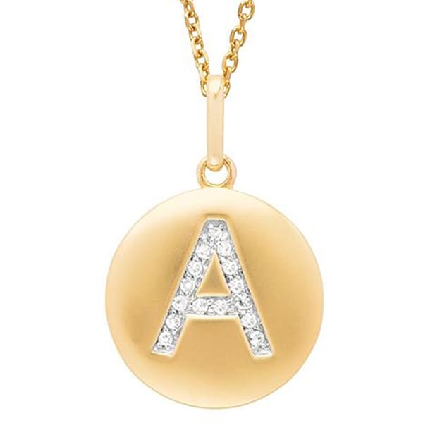 Shop Yellow Gold Overlay Diamond Accent Initial Monogram Necklace