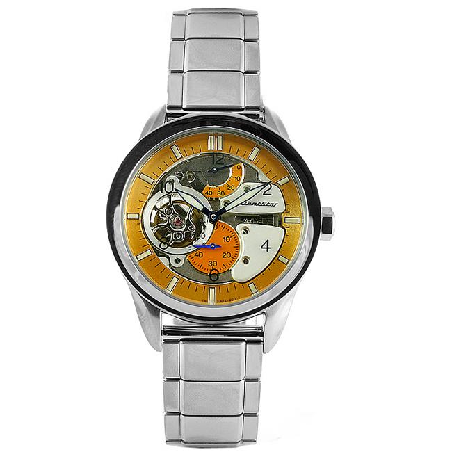 Orient Stainless Steel Mens Silvertone Skeleton Watch  