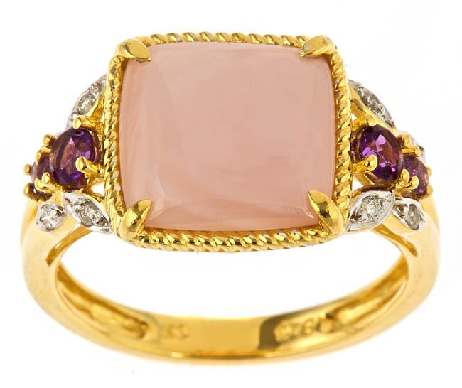 Yach Gold over Silver Mother of Pearl and Pink Amethyst Ring Today