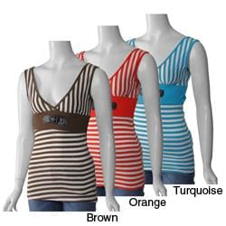 Illusion Juniors Double V neck Striped Tank  