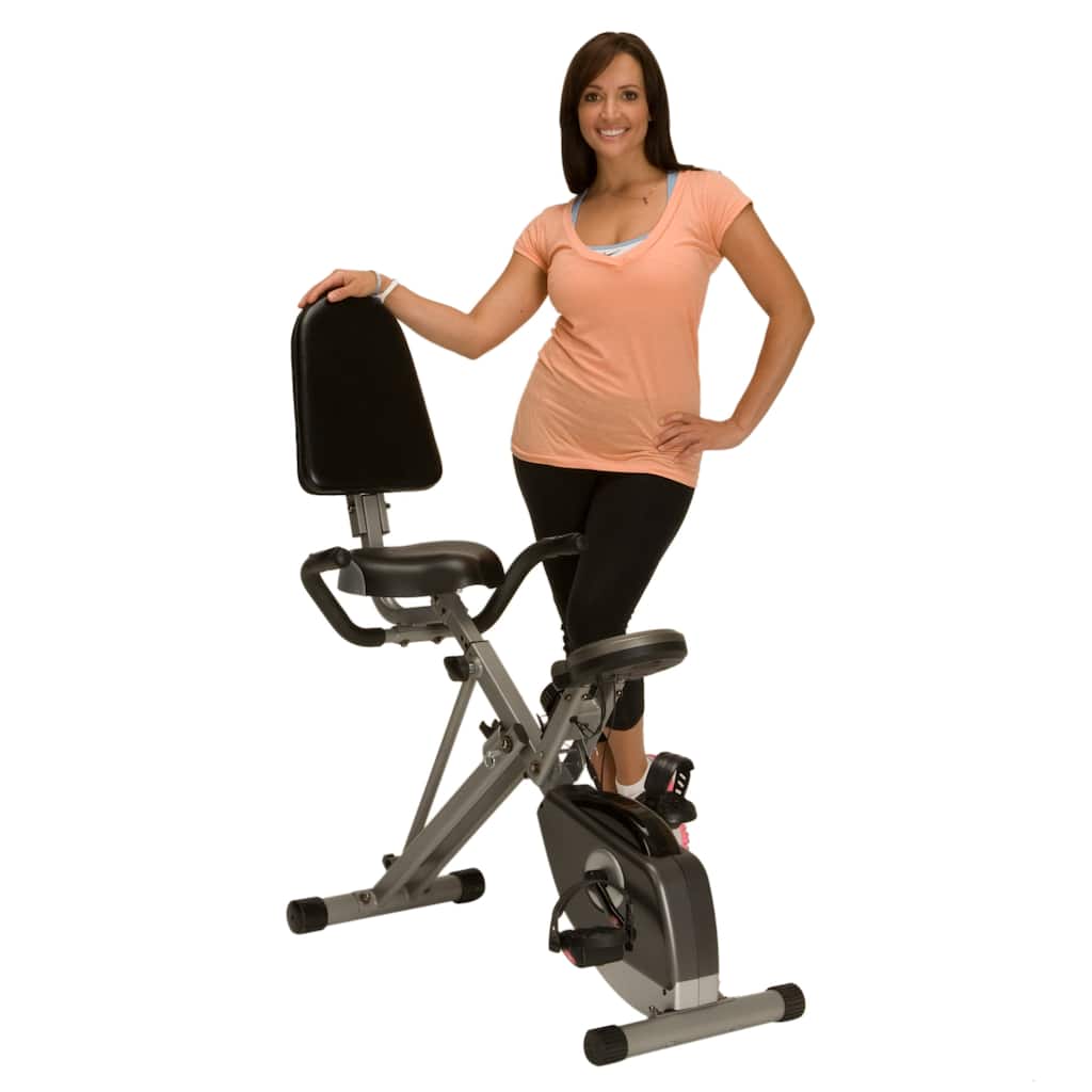 Exerpeutic Space-Saver Semi-Recumbent Bike with Pulse - Black