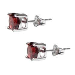 Sterling Silver Garnet Stud Earrings Moise Gemstone Earrings