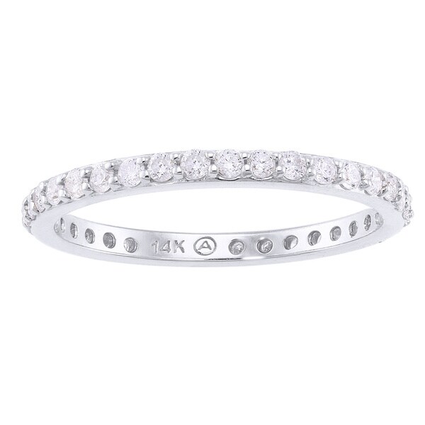 35k White Gold 35/35ct TDW Diamond Eternity Stackable Wedding Band ...