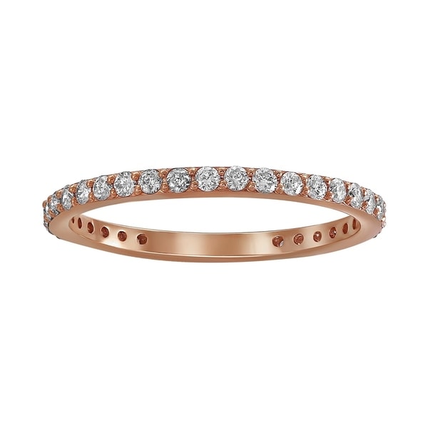10k Rose Gold 1/2ct TDW Diamond Eternity Wedding Band Ring by Beverly Hills Charm - White H-I. Opens flyout.