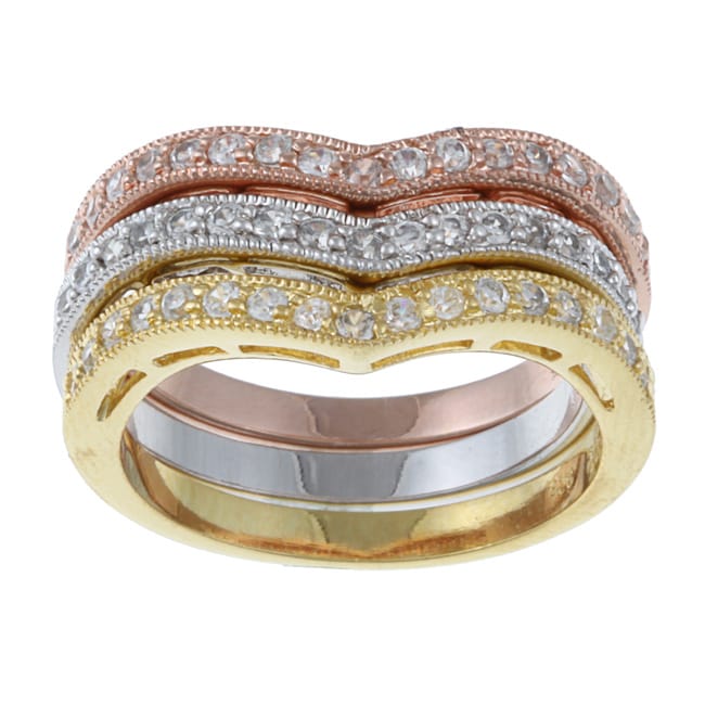 La Preciosa Sterling Silver Stackable Cubic Zirconia Ring