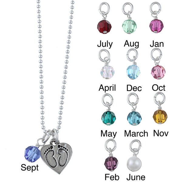Shop Lola's Jewelry Pewter Birthstone Baby Footprint Necklace Free