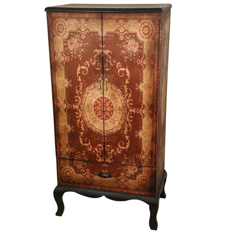 Handmade Wood Old World European 2-door Cabinet - 23.25"W x 15.00"D x 47.00"H