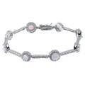 La Preciosa Sterling Silver Created Opal and Cubic Zirconia Link Bracelet