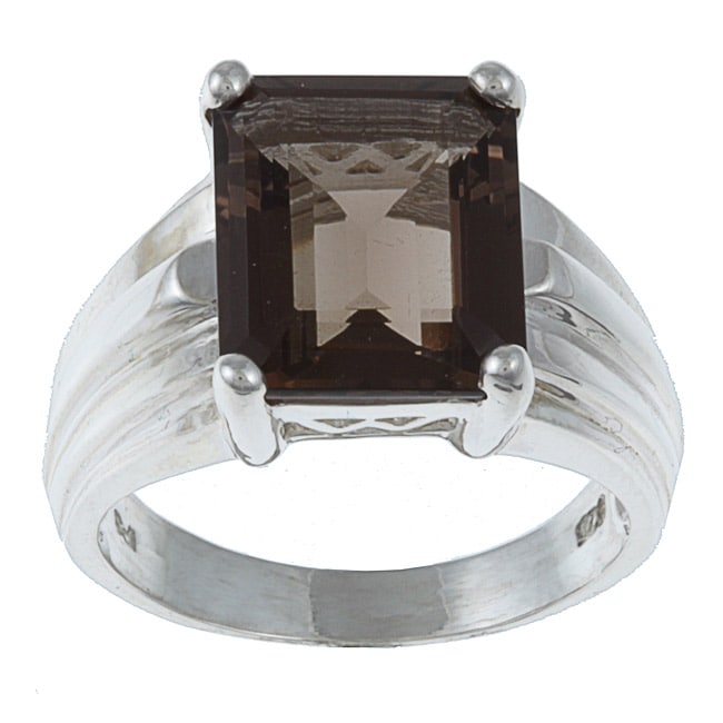 Miadora Silver and 10k Gold Smokey Quartz and Diamond Ring