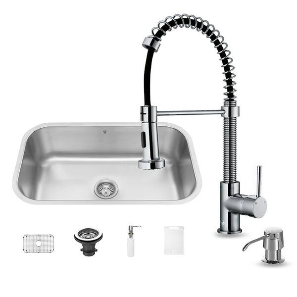 Vigo All-in-One 33 Farmhouse Stainless Steel Double Bowl Kitchen Sink and  Chrome Faucet Set 