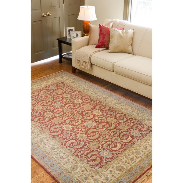 Hand knotted Medallion Cinnamon Wool Rug (5'6 x 8'6) Surya 5x8   6x9 Rugs