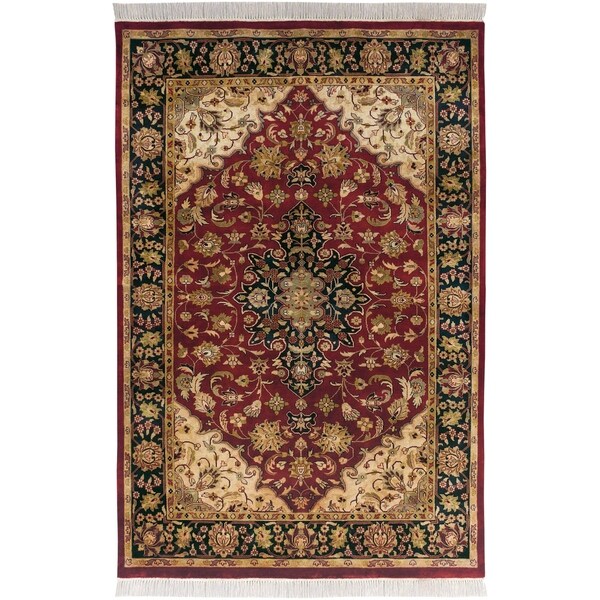 Hand-knotted Finial Burgundy Burgundy Wool Area Rug - 7'9 x 9'9