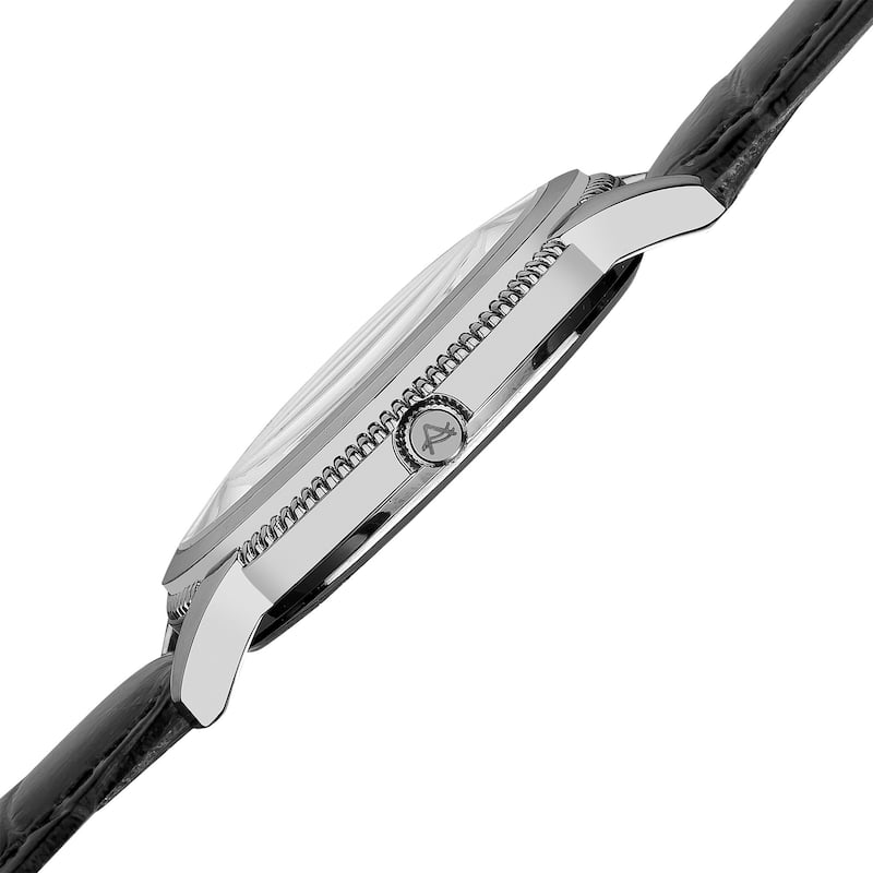 August Steiner Men's Swiss Quartz Leather Silver-Tone Strap Watch