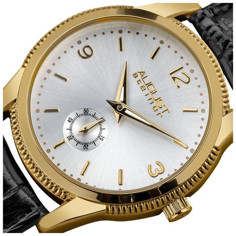 August Steiner Women's Leather Gold-Tone Strap Watch