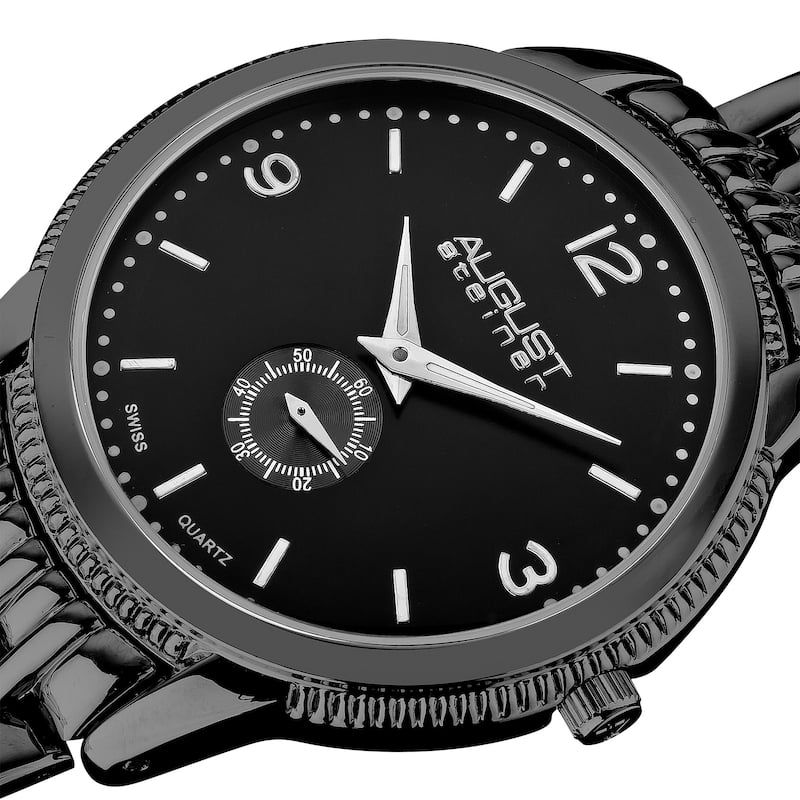August Steiner Men's Black Swiss Quartz Watch