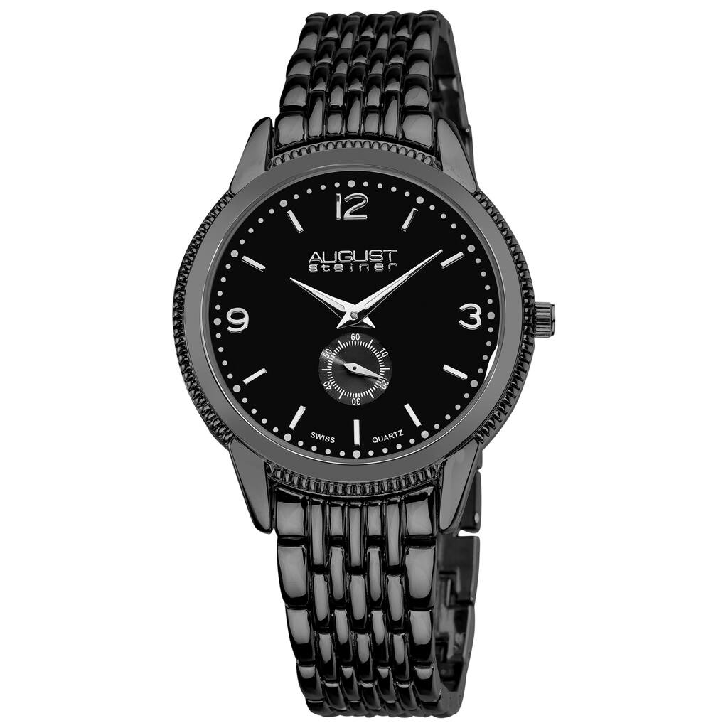 August Steiner Men's Black Swiss Quartz Watch