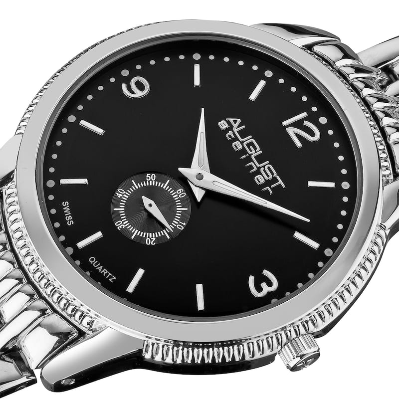 August Steiner Men's Swiss Quartz Silver-Tone Watch